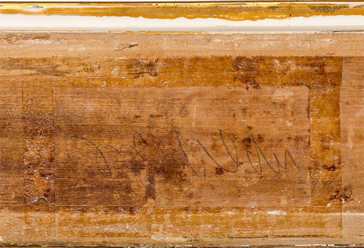 ‘Mr Alder’ inscribed on the verso of the picture frame for Anthony Alders Heron’s home