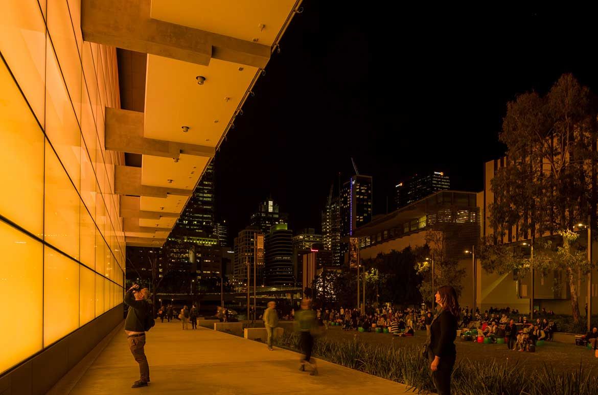 James Turrell, United States, b.1943 / Night Life 2018 / Commissioned 2017 to mark the tenth anniversary of the opening of the Gallery of Modern Art. This project has been realised with generous support from the Queensland Government; Paul, Sue and Kate Taylor; the Neilson Foundation and the QAGOMA Foundation Appeal / Collection: Queensland Art Gallery | Gallery of Modern Art