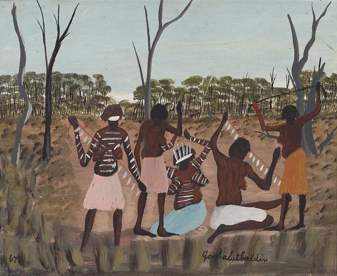 Goobalathaldin Dick Roughsey, Lardil people, Australia 1924-1985 / (Women singing Djarada love songs) 1967 / Private collection / © Estate of Dick Roughsey 1967. Licensed by Copyright Agency, 2018