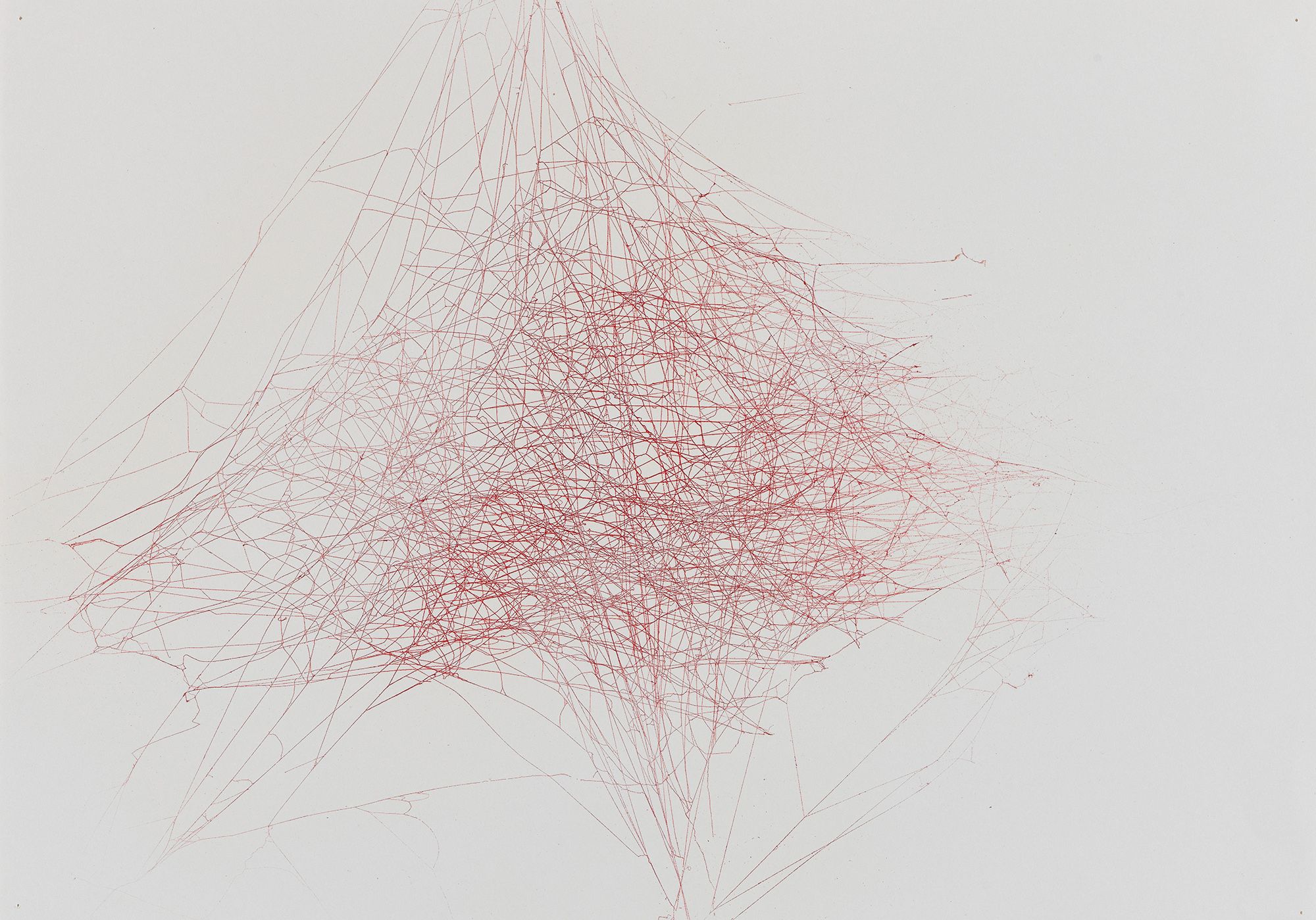 Sandra Selig, Australia b.1972 / Untitled (from 'Webs from my garden' series) 2004-05 / Enamel on spider web with adhesive and sealant on paper / 27.7 x 41.8cm / Purchased 2005. QAG Foundation Grant / Collection: Queensland Art Gallery | Gallery of Modern Art / © Sandra Selig