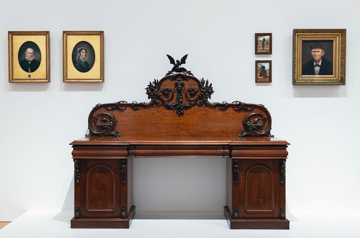 Joshua Ebenston, Australia c.1835-77; Matthew Fern, Australia 1831-98 / ‘Glengallan’ sideboard 1868 / Cedar, carved / 198 x 242 x 70cm / Purchased 1995 with funds from the Australian Decorative & Fine Arts Society (Brisbane) Inc. through and with the assistance of the Queensland Art Gallery Foundation and the Queensland Art Gallery Foundation Grant. Celebrating the Queensland Art Gallery’s Centenary 1895-1995 / Collection: Queensland Art Gallery | Gallery of Modern Art
