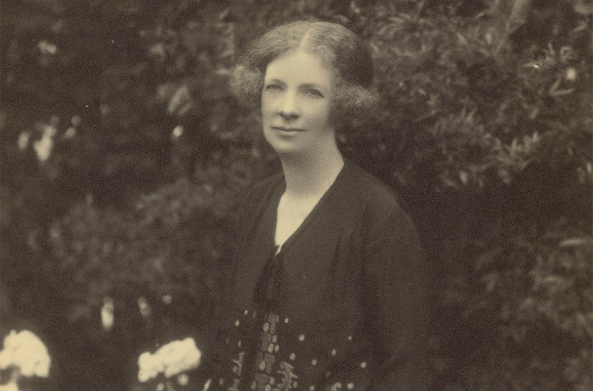 Harold Cazneaux, Australia 1878–1953 / Margaret Preston in her garden at Mosman 1930 / Silver gelatin photograph / 20.5 x 15.5 cm / Gift of William Preston 1963 / Courtesy: AGNSW
