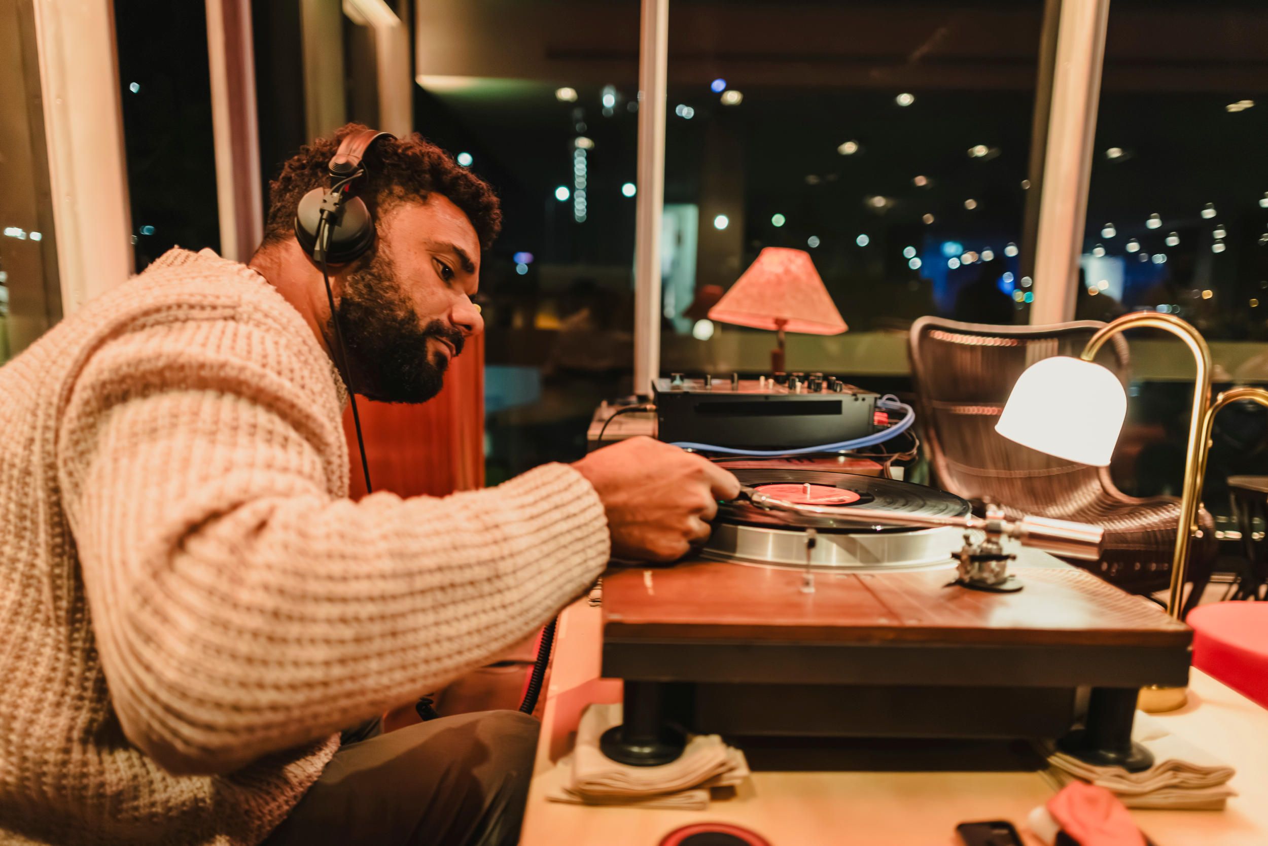 Dom Bird (Beats of No Nation) in the Vinyl Listening Bar, GOMA, May 2026 / Photograph: K Bennett
