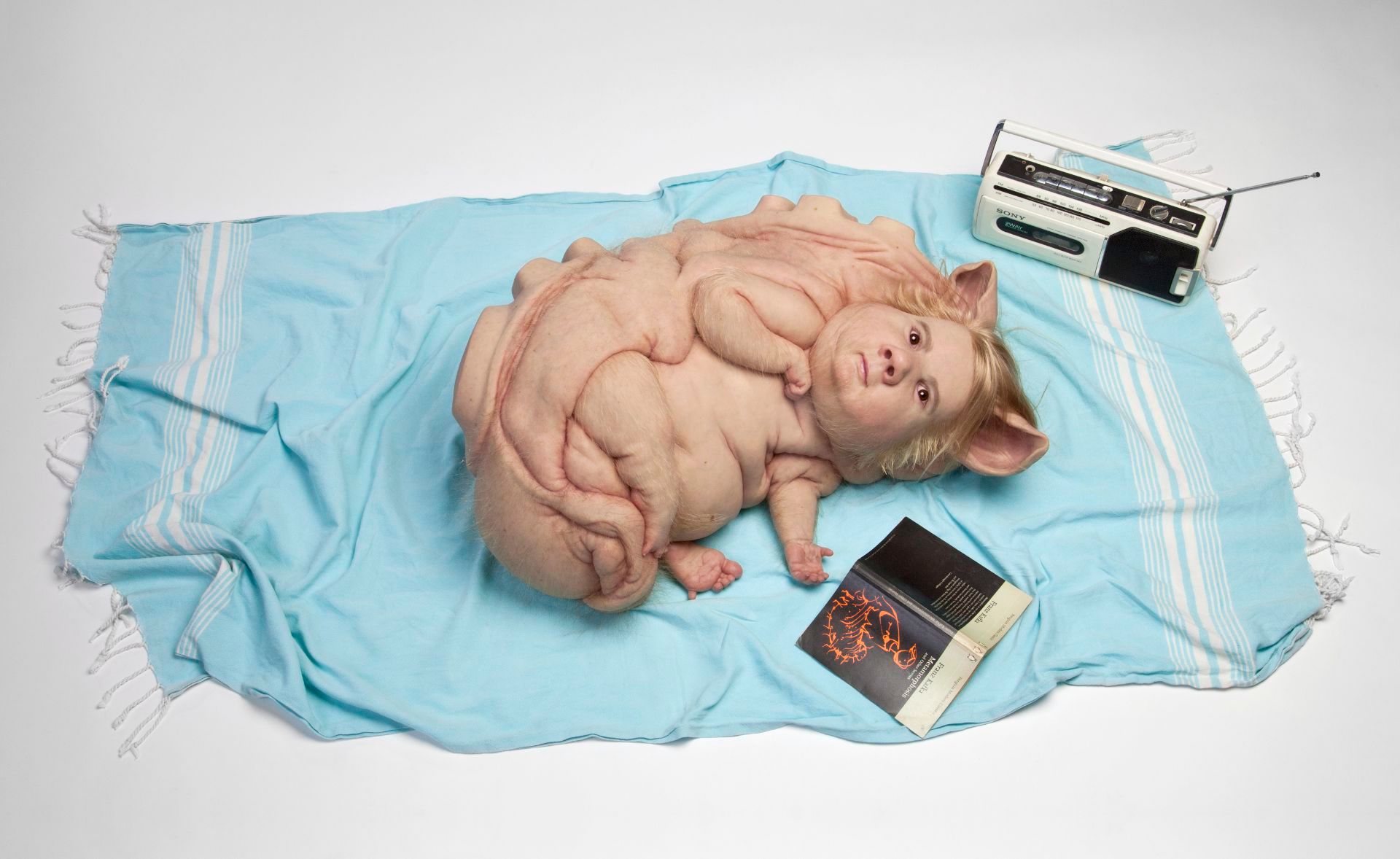 Patricia Piccinini / Australia b.1965 / The Young Family 2002 / Silicone, fibreglass, leather, plywood, human hair; ed. 1/3 / RHS Abbott Bequest Fund 2003 / Collection: Bendigo Art Gallery, Vic. / Courtesy: The artist; Tolarno Galleries, Melbourne; Roslyn Oxley9 Gallery, Sydney; and Hosfelt Gallery, San Francisco / © The artist