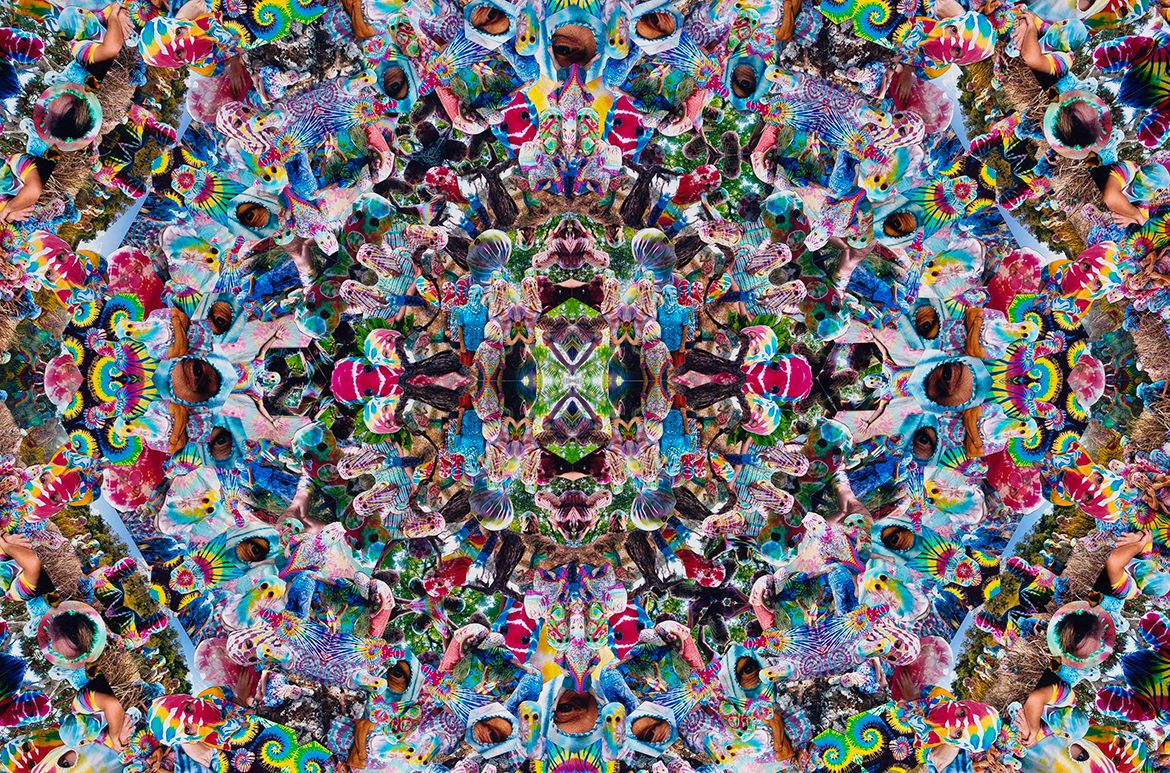 Jemima Wyman, Australia/United States b.1977 / Aggregrate Icon (Kaleidoscopic Catchment) (detail) 2014 / Hand-cut digital photographs and archival tape / 205cm (diam.) / Purchased 2014. QAGOMA Foundation Grant / Collection: Queensland Art Gallery | Gallery of Modern Art / © Jemima Wyman