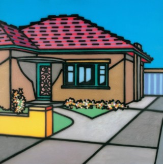 Howard Arkley, Australia, 1951-99 / Stucco home 1991 / Synthetic polymer paint (with 'Hammertone') on canvas / 167 x 167cm / Purchased 1994.QAG Foundation / Collection: Queensland Art Gallery | Gallery of Modern Art / © The Estate of Howard Arkley, Courtesy Kalli Rolfe Contemporary
