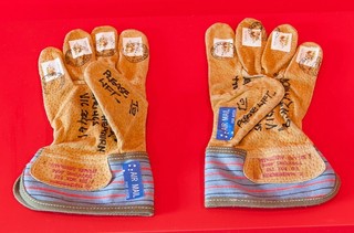 Gardening gloves sent by Robert MacPherson to Peter Tyndall / Collection: QAGOMA Research Library / © The artists / Photograph: M Sherwood © QAGOMA