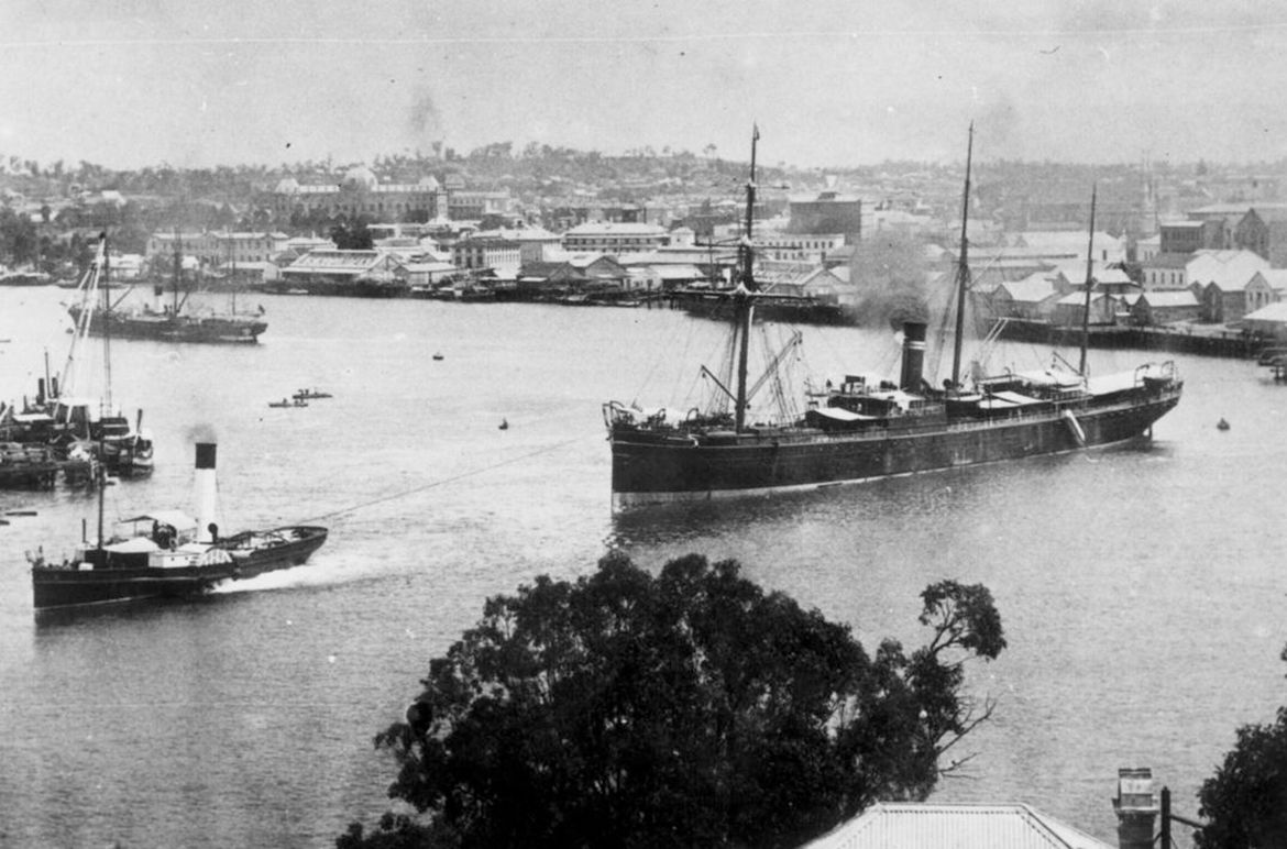 Photograph of RMS Quetta c.1886 taken from Bowen Tce, Brisbane