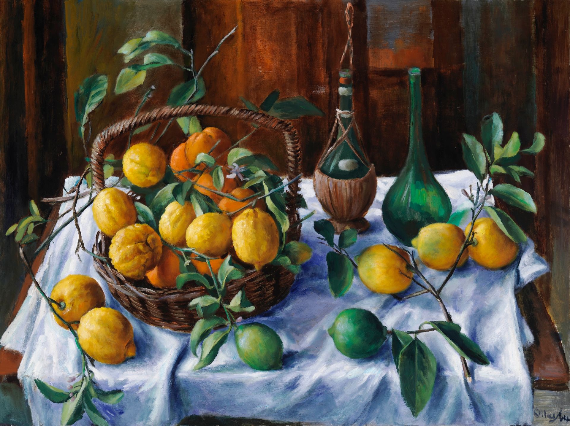 Margaret Olley Australia, b.1923. Lemons and oranges 1964. Oil on composition board 76.6 × 102cm. Purchased 1964. Collection: Queensland Art Gallery | Gallery of Modern Art, Brisbane