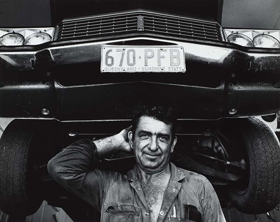 MARTIN, Lin Australia b.1953 Bob Mitchell, mechanic, Eumundi (from ‘Journeys north’ portfolio) 1986-87 Gelatin silver photograph on paper 40.7 x 50.5cm 38.6 x 48.4cm (comp.) Acc. 1987.166.017 Purchased 1987 with the financial assistance of the Australian Bicentennial Authority to commemorate Australia’s Bicentenary in 1988