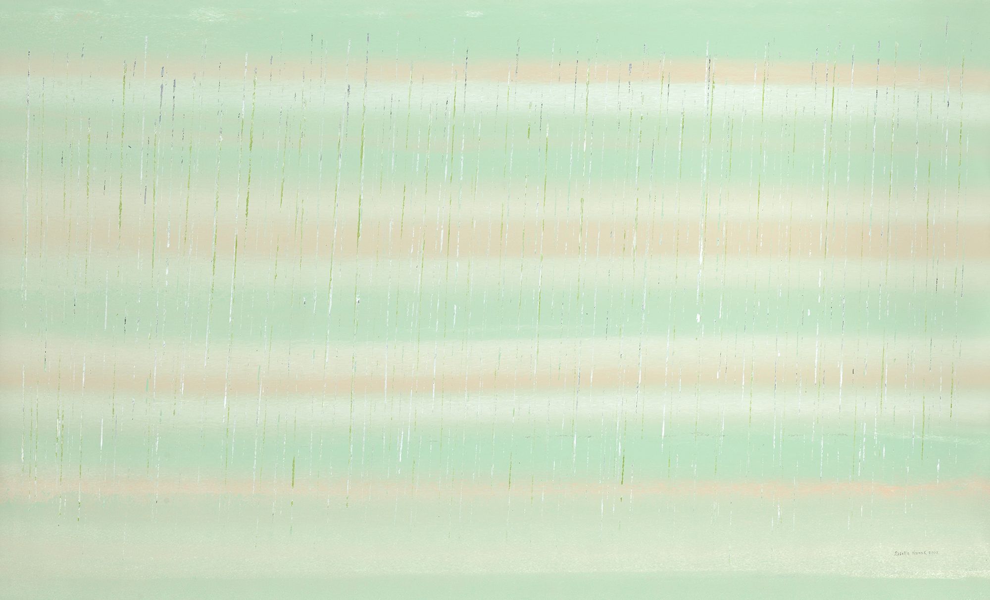 Rosella Namok, Kanthanampu and Aangkum (Ungkum) people, Queensland Australia b.1979 / Shower rain gentle one 2022 / Synthetic polymer paint on canvas / 110 x 179cm / Purchased 2022. QAGOMA Foundation / Collection: Queensland Art Gallery | Gallery of Modern Art / © Rosella Namok