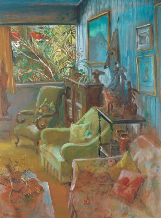 Margaret Olley, Australia 1923-2011 / Interior IV 1970 / Oil on composition board / 121.5 x 91.5cm / Gift of the Margaret Olley Art Trust through the Queensland Art Gallery Foundation 2002 / Collection: Queensland Art Gallery | Gallery of Modern Art / © Marget Olley Art Trust