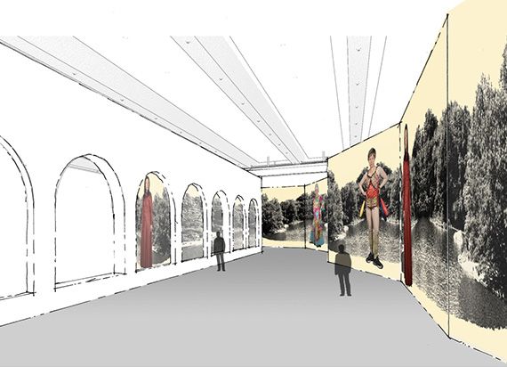 Options for the custom designed mural at GOMA