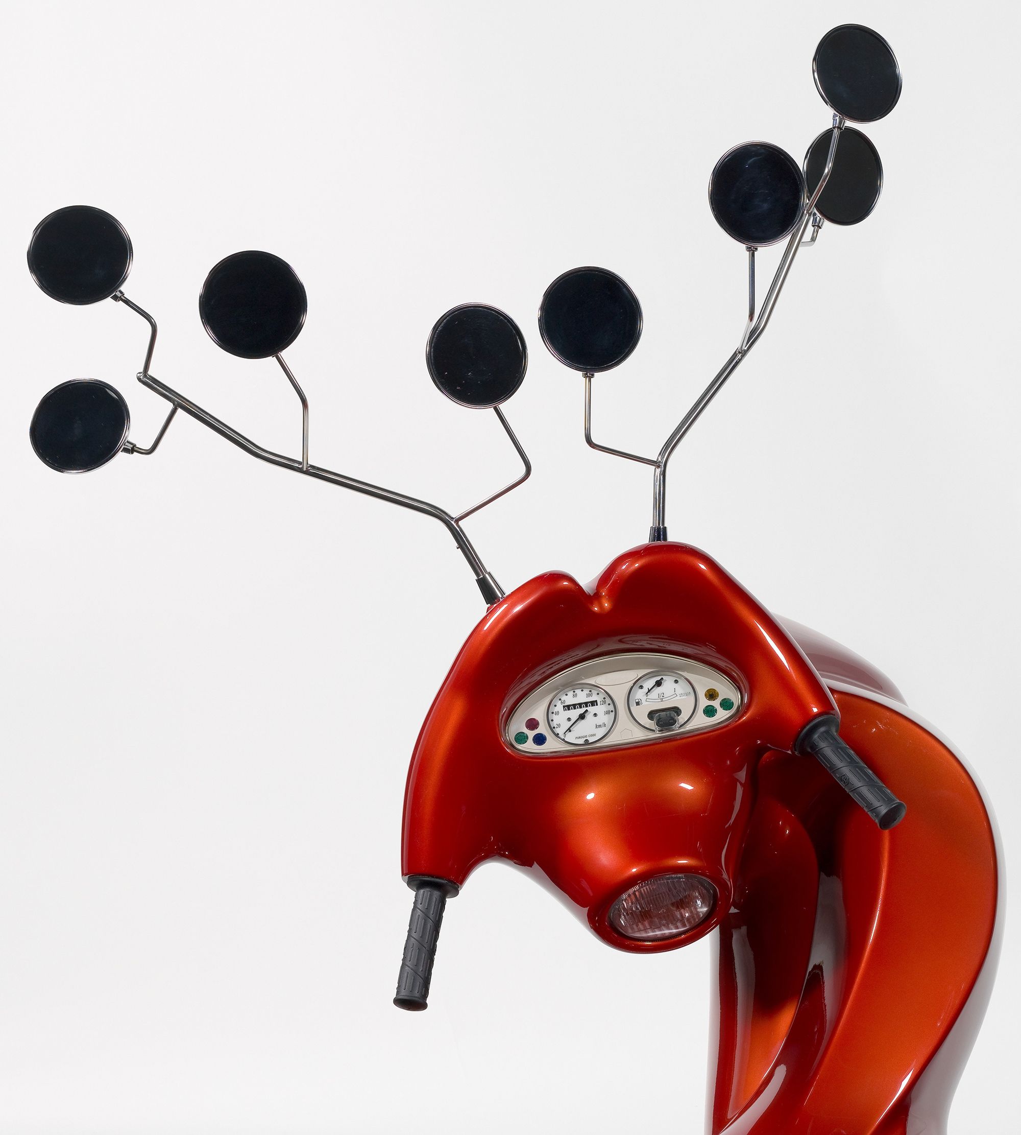Patricia Piccinini, Australia b.1965 / The stags (detail) 2008 / Fibreglass, automotive paint, leather, steel, plastic, tyres / Two pieces: 177 x 183 x 102cm and 147 x 90 x 101cm; 196 x 224 x 167cm (installed, variable) / Purchased 2009 with funds from the Estate of Lawrence F King in memory of the late Mr and Mrs S W King through the QAG Foundation and the Queensland Government's GOMA Acquisitions Fund / Collection: Queensland Art Gallery | Gallery of Modern Art / © Patricia Piccinini