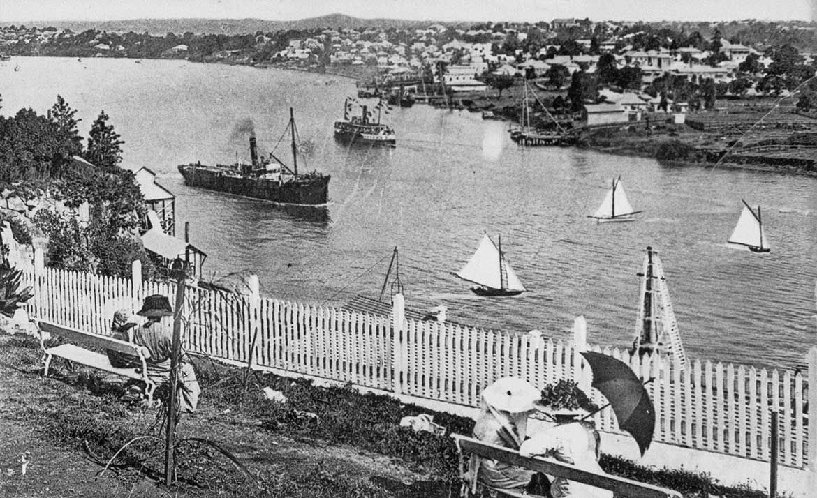 Brisbane River from Bowen Terrace c.1912 with the quarry bottom left / Courtesy: State Library of Queensland, Brisbane