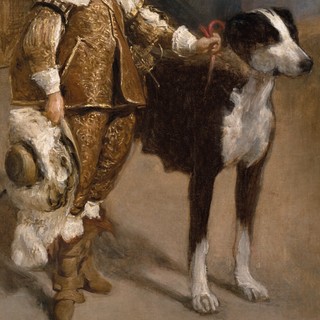 Anonymous (Studio of Velazquez) Retrato de bufÃ³n con perro P1203, 142 x 107