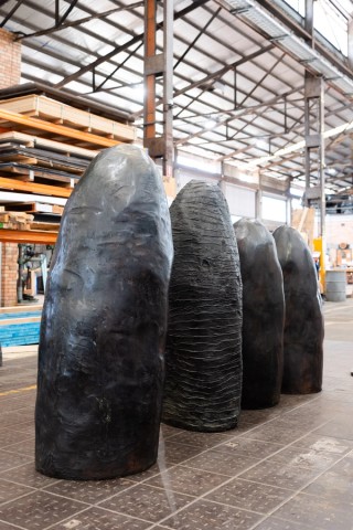 Judy Watson / Waanyi people / Australia b.1959 / walama (detail) 2000 / Cast bronze with patina finish / 18 pieces: dims variable (max. 180 x 60cm ea) min. 40 x 20cm ea) / Courtesy: The artist, Urban Art Projects and Milani Gallery, Brisbane (Meeanjin/Magandjin) / Photograph: Nick Umek, QAGOMA