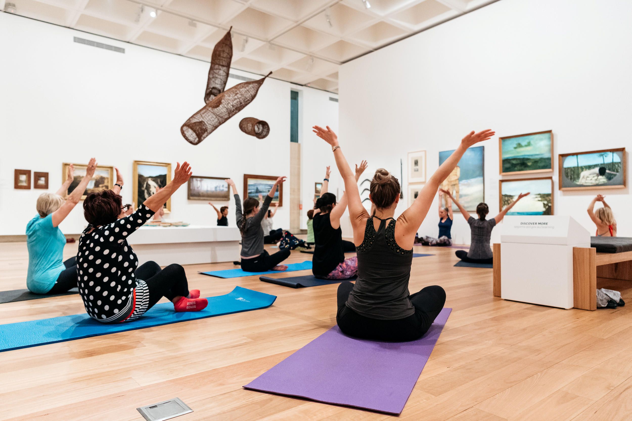 Australian Collection Reimagined - Mindfulness Yoga / September 2018 / Queensland Art Gallery, Brisbane / Photography: Joe Ruckli, QAGOMA / 