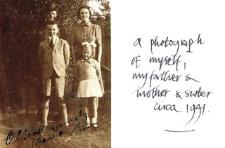 ‘Photograph of myself, my father & mother & sister c.1941’ from John Olsen’s journal, 1981-82, donated to the National Library of Australia under the Cultural Gifts Program, 2015 / Courtesy: National Library of Australia
