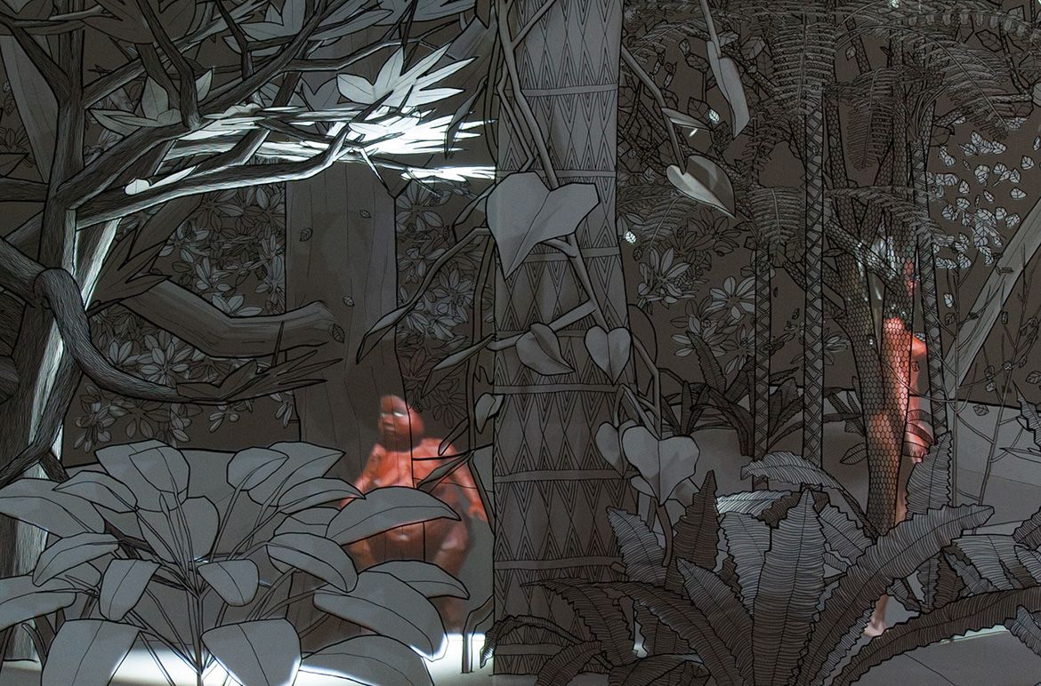 Nicolas Molé, France/New Caledonia b.1975 / IIs vous regardent (They look at you) 2015, reconfigured 2017 / Mixed media installation / Purchased 2017 with funds from the bequest of Jennifer Taylor through the Queensland Art Gallery | Gallery of Modern Art Foundation / Collection: Queensland Art Gallery | Gallery of Modern Art / © Nicolas Molé / Photographs: Natasha Harth © QAGOMA