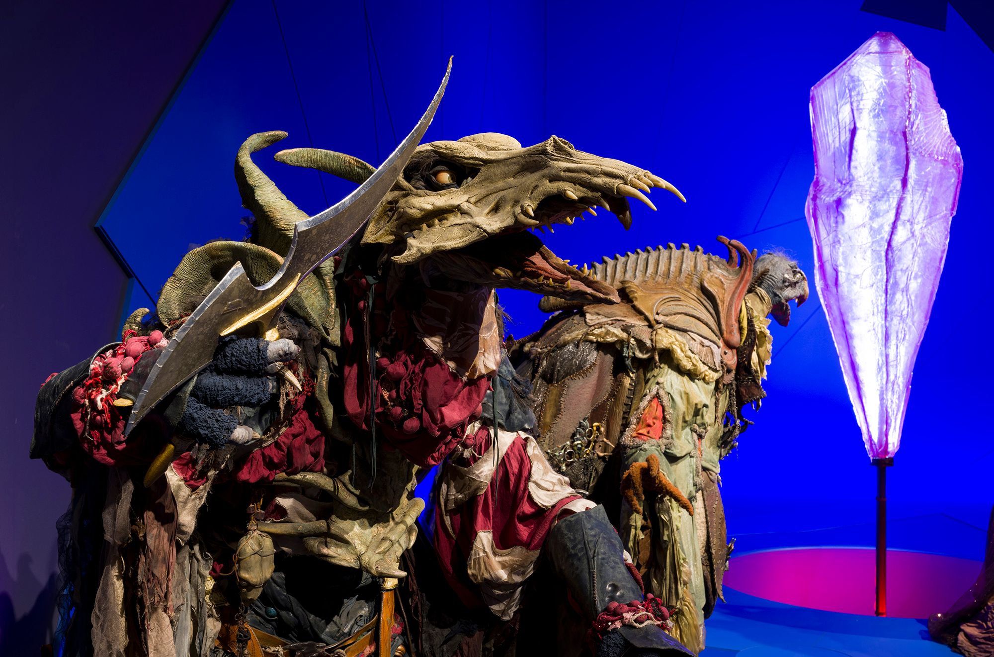 Installation view of 'Make, Believe, Magic: The Worlds of The Jim Henson Company', Gallery of Modern Art (GOMA), Brisbane, 2026, featuring ‘Skeksis’ puppet and ‘The Dark Crystal’ from The Dark Crystal: Age of Resistance 2019 / Collection: The Jim Henson Company and Courtesy of the Netflix Archive, Los Angeles / © The Jim Henson Company. All Rights Reserved / Photograph: Photograph: C Callistemon © QAGOMA