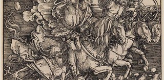 Albrecht Dürer, Germany 1471-1528 / The Four Horsemen of The Apocalypse c.1497–98, from 'The Apocalypse', published 1511 / Woodcut on paper / Purchased 2013 with funds from the Josephine Ulrick and Win Schubert Diversity Foundation through the Queensland Art Gallery | Gallery of Modern Art Foundation Appeal | Collection: Queensland Art Gallery | Gallery of Modern Art