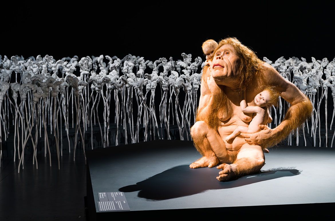 Patricia Piccinini, Australia b.1965 / Kindred (detail) 2018 / Silicone, fibreglass, hair / 103 x 95 x 128cm / Courtesy: The artist; Tolarno Galleries, Melbourne; Roslyn Oxley9 Gallery, Sydney; and Hosfelt Gallery, San Francisco / © The artist