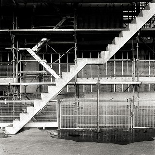 GOMA construction Photograph by Peter Liddy Camera scan of black and white medium format negative