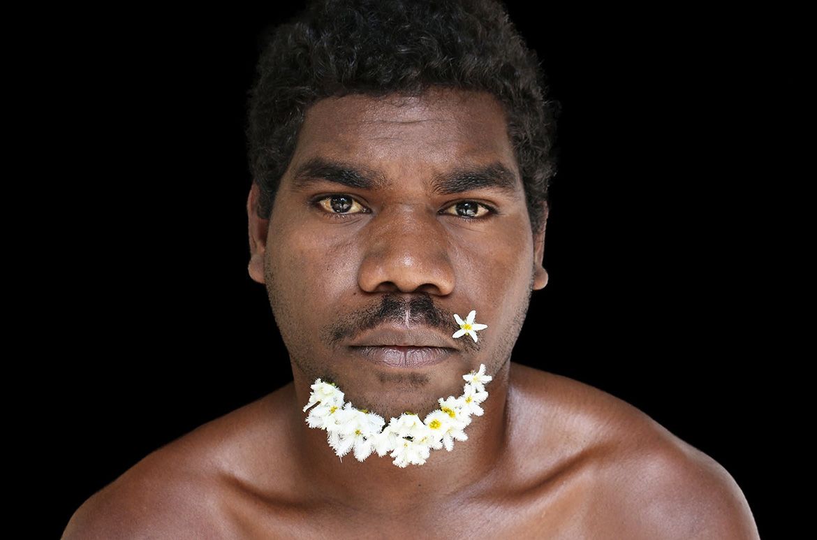 Naomi Hobson, Kaantju/Umpila people, Australia b.1978 / A Warrior without a Weapon 1 2018 / Digital photographic print on paper / 90.1 x 90cm (comp.) / Purchased 2019 with funds from the Future Collective through the QAGOMA Foundation / Collection: Queensland Art Gallery | Gallery of Modern Art / © Naomi Hobson