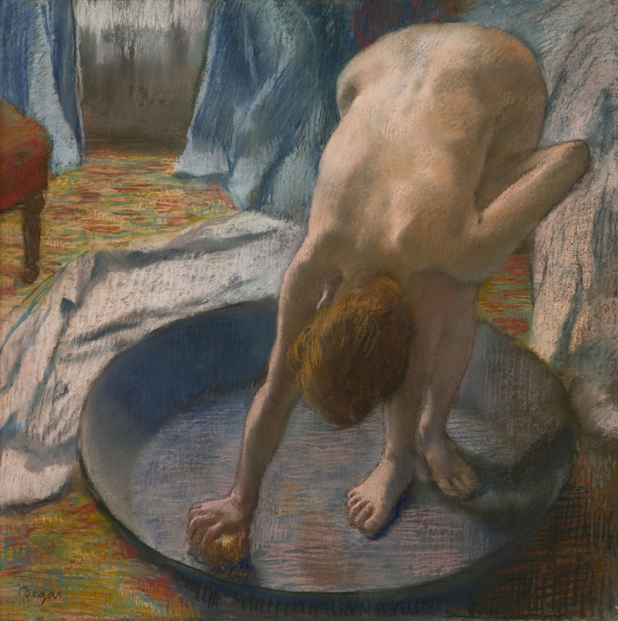 Edgar Degas, France 1834–1917 / The tub 1886 / Pastel on blue-grey paper / 69.9 x 69.9 / Collection: Hill-Stead Museum