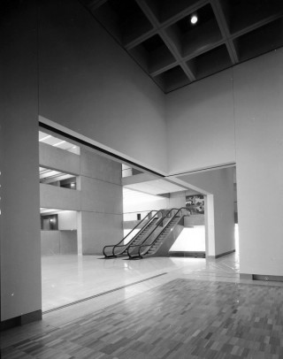 Gallery 4 looking toward the escalators through to the Pelican Pool Lounge while the building was still under construction.