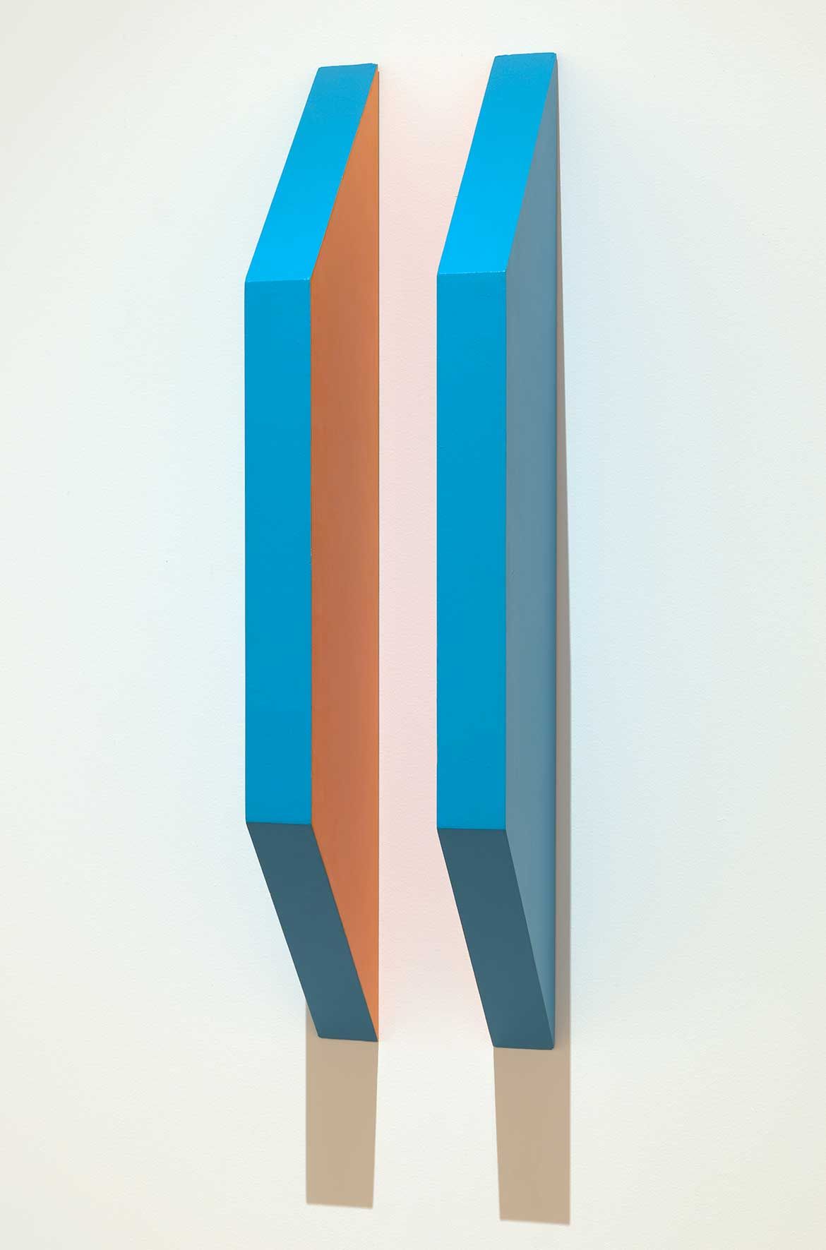 Margaret Worth, Australia b.1944 / Untitled 1968 / Single pack epoxy on marine plywood / Two parts: 122 x 30 x 30cm (installed) / Purchased 2018 with funds from David and Judith Tynan through and with the assistance of the QAGOMA Foundation / Collection: Queensland Art Gallery | Gallery of Modern Art / © Margaret Worth/Copyright Agency
