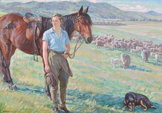 Hilda Rix Nicholas / The fair musterer 1935 / Oil on canvas / 102.3 x 160.4cm / Purchased 1971 / Collection: Queensland Art Gallery | Gallery of Modern Art / © Estate of the artist.