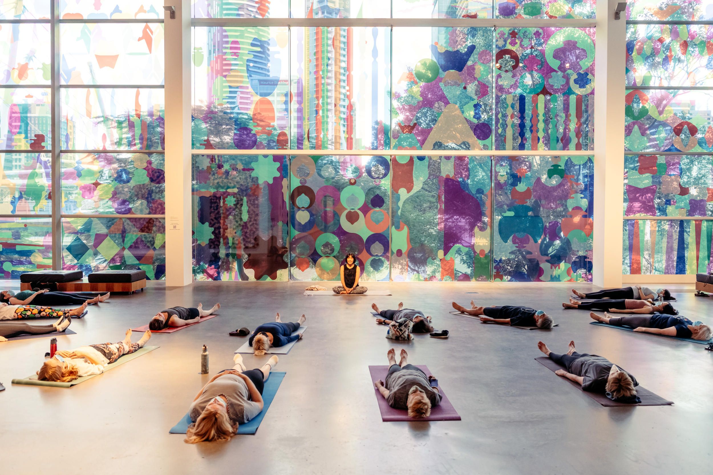 Mindfullness Yoga / February 2022 / Gallery of Modern Art, Brisbane / Photography: Joe Ruckli, QAGOMA /