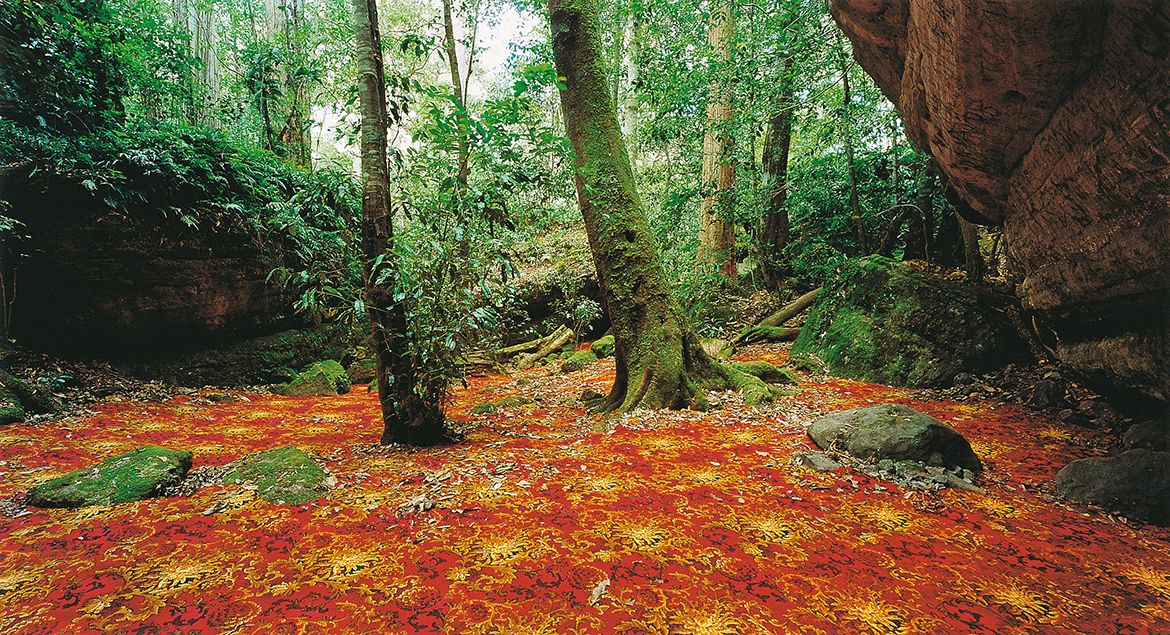 Rosemary Laing, Australia 1959–2024 / groundspeed (Red Piazza) #2 2001 / Type C photograph on paper mounted on perspex / 124 x 219cm (sight) / Purchased 2002. QAG Foundation / Collection: Queensland Art Gallery | Gallery of Modern Art / © Rosemary Laing Estate