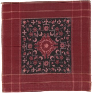 Gunti Bhaskar Rao, India b.unknown / Telia rumal with Islamic designs c.1990s / Dyed cotton, warp and weft ikat, alizarin dye / 105 x 108cm / Gift of Dana McCown through the QAGOMA Foundation 2020 / Collection: Queensland Art Gallery | Gallery of Modern Art / © QAGOMA