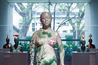 Ah Xian, China/Australia b.1960 / Human human – lotus, cloisonné figure 1 2000-01 / Hand-beaten copper, finely enamelled in the cloisonné technique / 158 x 55.5 x 32cm / Purchased 2002. The Queensland Government’s Gallery of Modern Art Acquisitions Fund / Collection: Queensland Art Gallery | Gallery of Modern Art / © Ah Xian