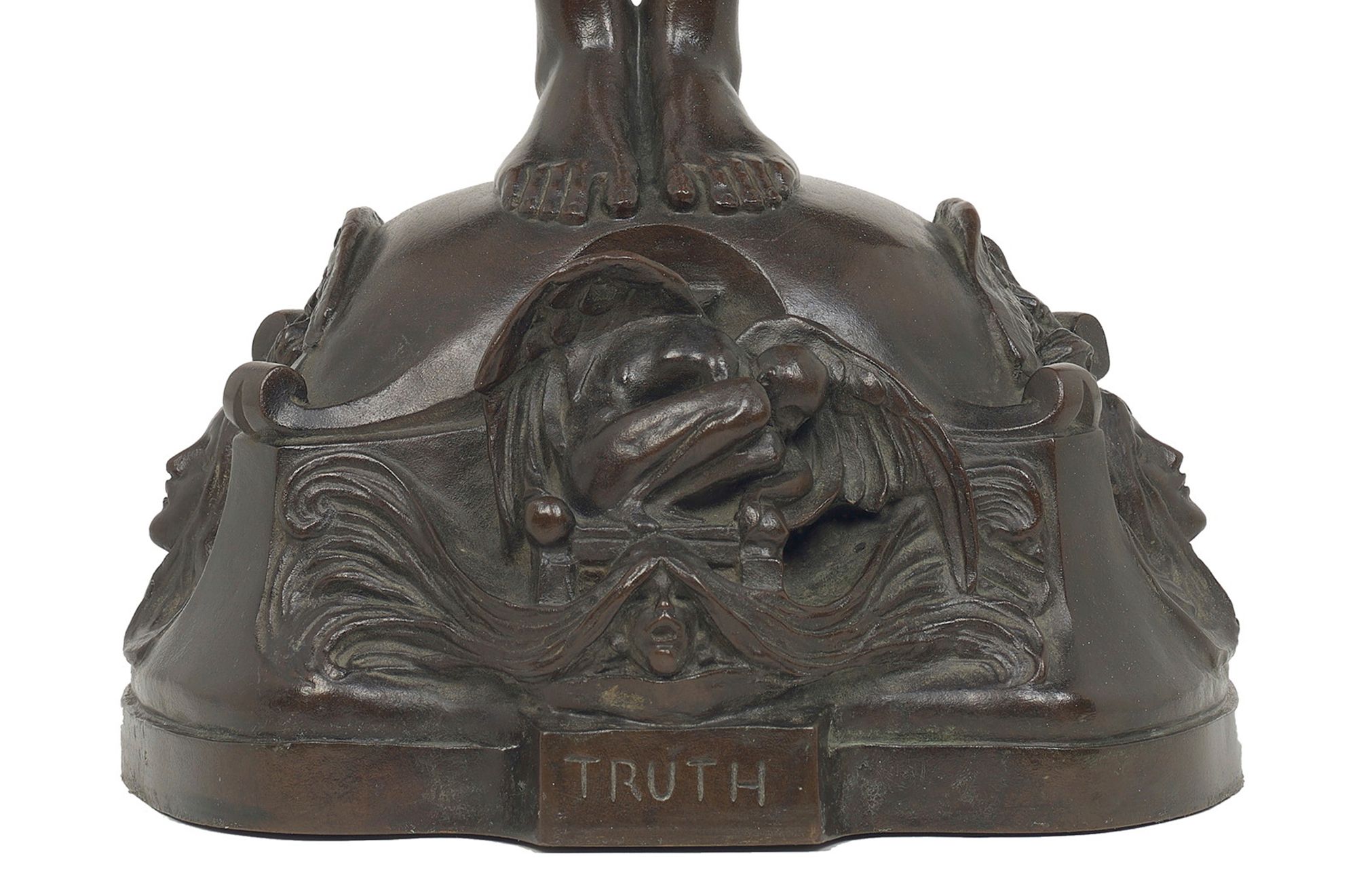 Bertram Mackennal, Australia/England 1863-1931 / Truth (detail) 1894 / Bronze / 62 x 19.5 x 17.5cm / Purchased 1989 from the estate of Lady Trout with a special allocation from the Queensland Government / Collection: Queensland Art Gallery | Gallery of Modern Art