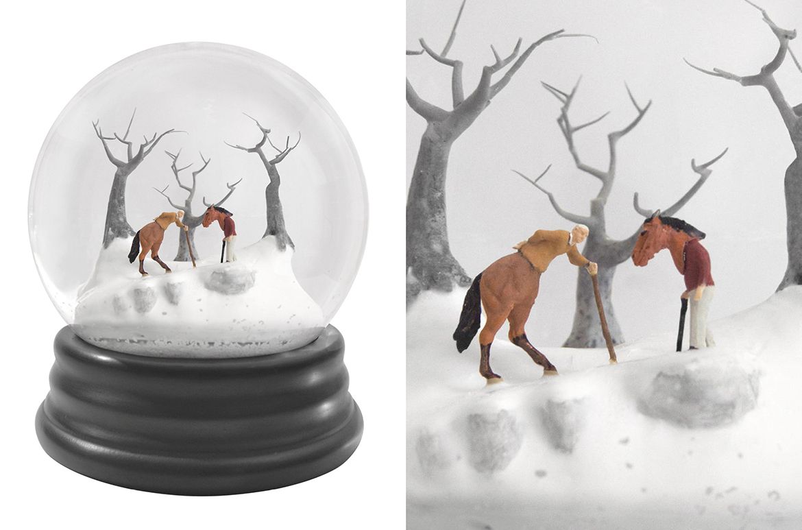 Walter Martin, United States b.1953; Paloma Muñoz, Spain b.1965 / Traveler 311 2016 / Snow globe / 19 x 15.2 x 15.2cm / Purchased 2023 with funds from Tim Fairfax AC through the QAGOMA Foundation / Collection: Queensland Art Gallery | Gallery of Modern Art / © Walter Martin and Paloma Muñoz
