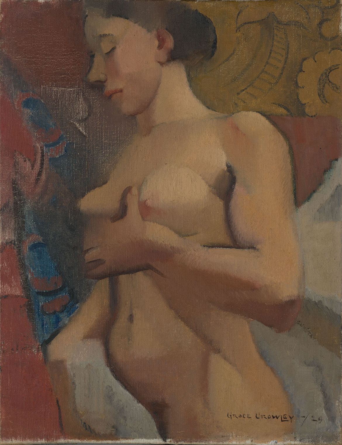 Grace Crowley, Australia 1890-1979 / Torso, study in volume 1929 / Oil on canvas / 64.9 x 49cm / Bequest of Grace Crowley 1981 / Collection: Queensland Art Gallery | Gallery of Modern Art / © QAGOMA