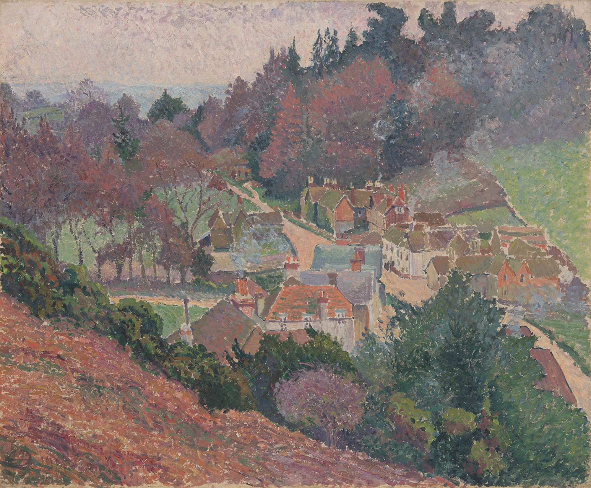 Lucien Pissarro, France 1863–1944 / Tea time, Coldharbour 1916 / Oil on canvas / 52 x 63.5cm / Purchased 1959. Annie Chisholm Wilson Bequest / Collection: Queensland Art Gallery | Gallery of Modern Art