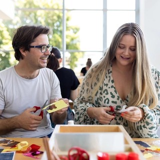 Participants at Jemima Wyman: Suspended Particles workshop at ‘Air’ opening weekend / Gallery of Modern Art, Brisbane / November 2022 / Image courtesy: Queensland Art Gallery | Gallery of Modern Art / Photography: K Bennett, QAGOMA