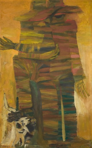 Jon Molvig / A ballade of native stockmen no.2 1959 / Oil on composition board / 136.5 x 86.5cm / Bequest of Errol Blair de Normanville Joyce OBE 1983 / Collection: Queensland Art Gallery | Gallery of Modern Art / © Otte Bartzis