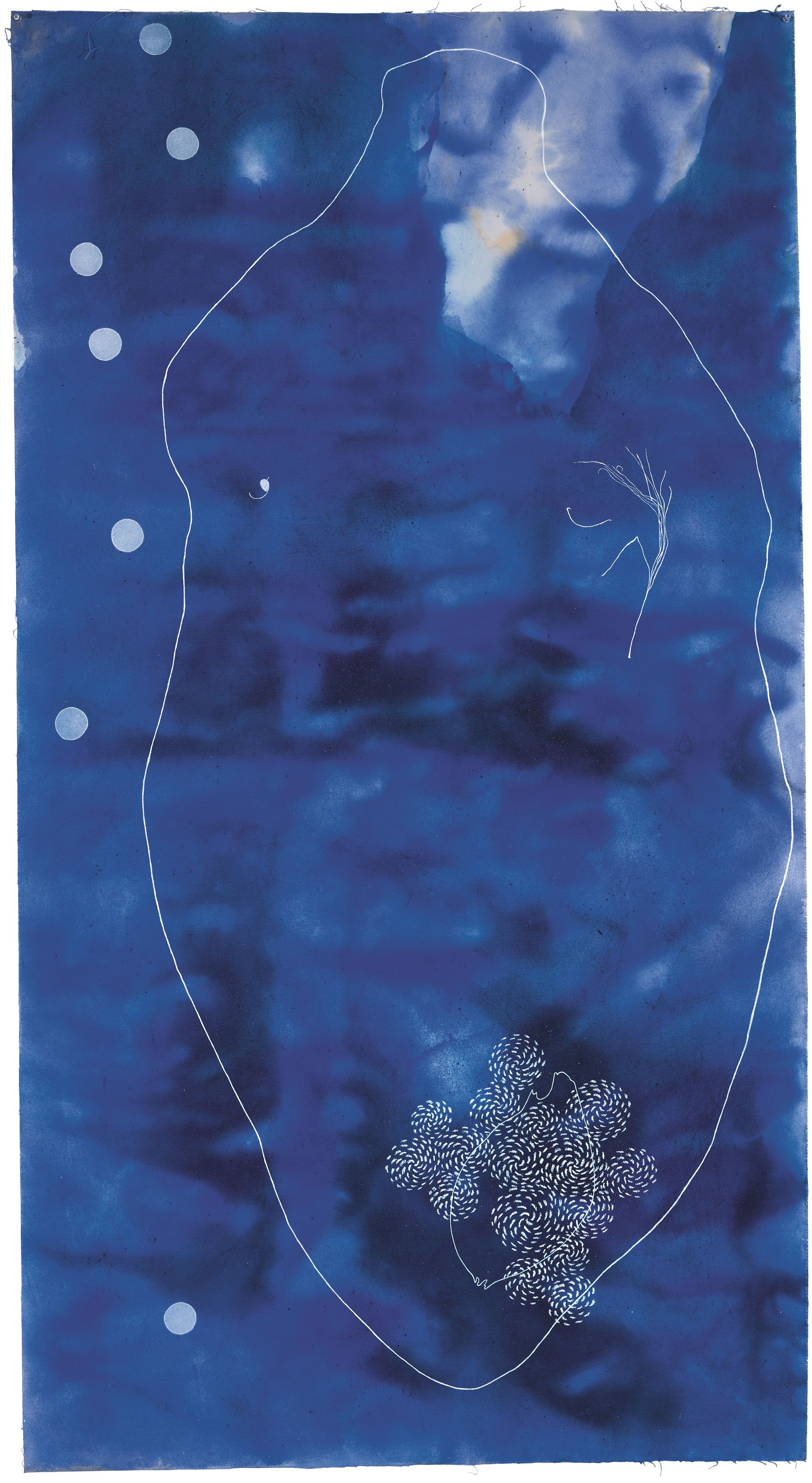 Judy Watson / Waanyi people / Australia b.1959 / grandmother’s song 2007 / Pigment and pastel on canvas / 196 x 107cm / Purchased 2007 with funds from Margaret Greenidge through the Queensland Art Gallery Foundation and the Queensland Art Gallery Foundation Grant / Collection: Queensland Art Gallery | Gallery of Modern Art