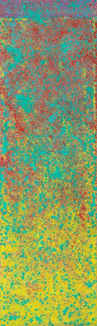 Gunter Christmann, Australia/Germany 1936-2013 / Braindrain 1970 / Synthetic polymer paint on unstretched canvas / 303 x 92cm / Gift of James Mollison AO through the Queensland Art Gallery | Gallery of Modern Art Foundation 2014. Donated through the Australian Government’s Cultural Gifts Program / Collection: Queensland Art Gallery | Gallery of Modern Art / © Estate of Gunter Christmann