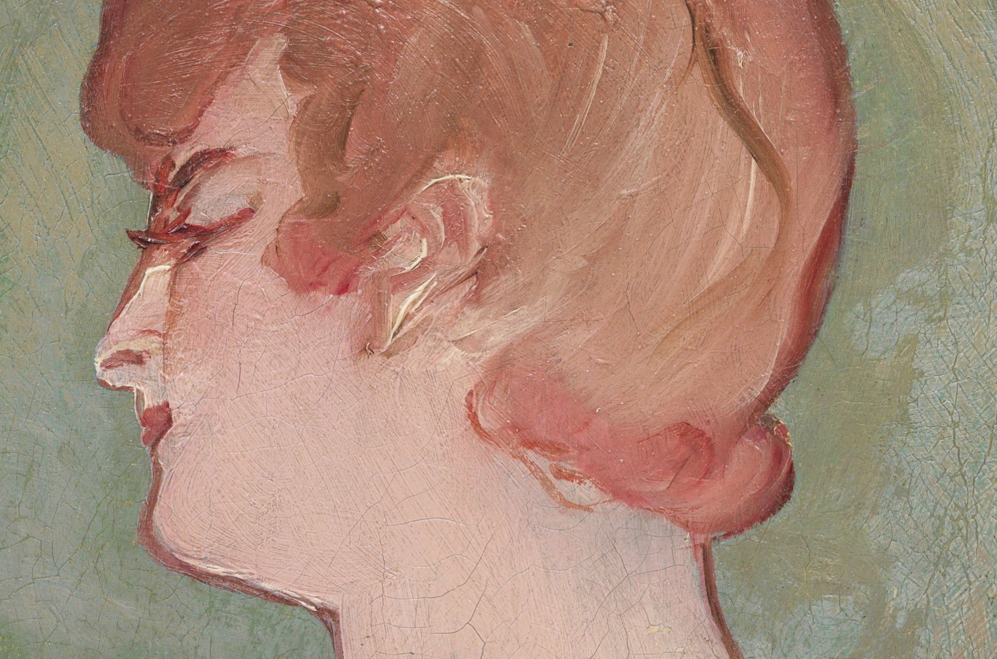 Henri de Toulouse-Lautrec, France 1864-1901 / Tete de fille (Head of a girl) (detail) 1892 / Oil on canvas / 27.3 x 23cm (oval) / Purchased 1959 with funds donated by Major Harold de Vahl Rubin / Collection: Queensland Art Gallery | Gallery of Modern Art