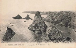 Postcard showing Les Aiguilles de Port Coton, Belle-Île c.1900