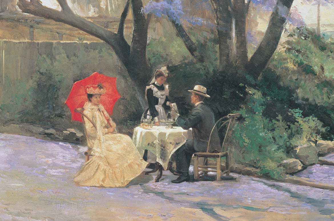 R. Godfrey Rivers, England/Australia 1858-1925 / Under the jacaranda 1903 / Oil on canvas / 143.4 x 107.2 cm / Purchased 1903 / Collection: Queensland Art Gallery | Gallery of Modern Art