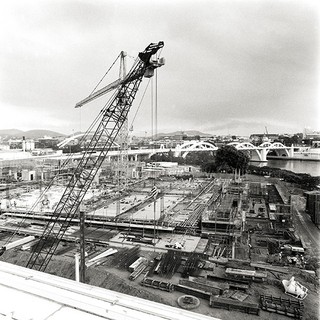 GOMA construction Photograph by Peter Liddy Camera scan of black and white medium format negative