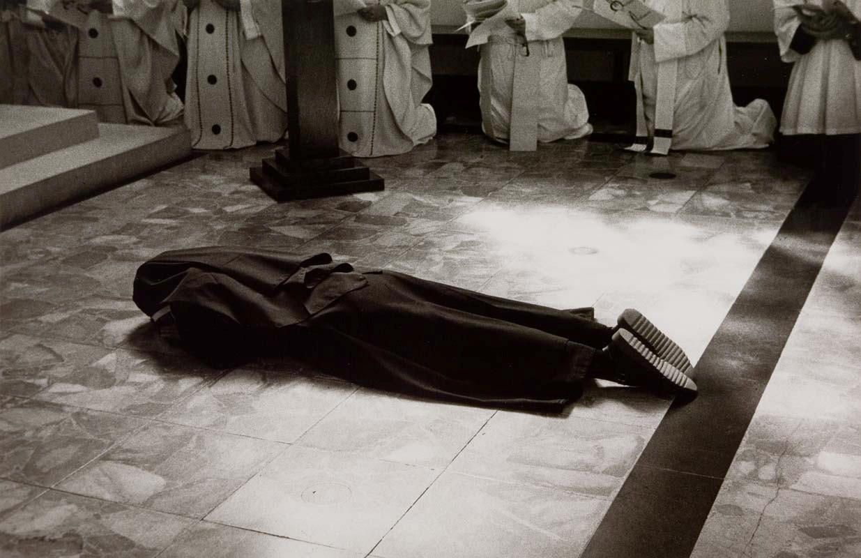 Anne Noble / New Zealand b.1954 / Untitled (A sister lies in front of the altar) (from 'In the presence of angels - photographs of the contemplative life' series) 1988-90, printed 1993 / Gelatin silver photograph on paper / 20 x 13cm (approx.) / Purchased 1993.Queensland Art Gallery Foundation / Collection: Queensland Art Gallery | Gallery of Modern Art / © Anne Noble